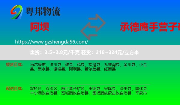 阿坝到鹰手营子矿区物流专线