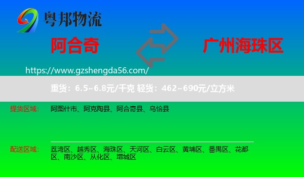 阿合奇县到海珠区物流专线