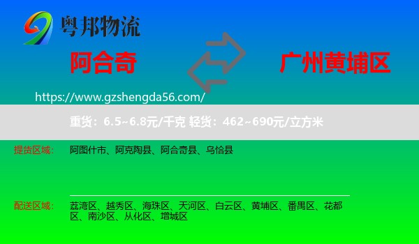 阿合奇县到黄埔区物流专线