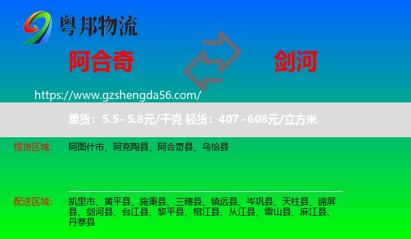 阿合奇县到剑河县物流专线