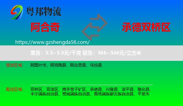 阿合奇县到双桥区物流专线