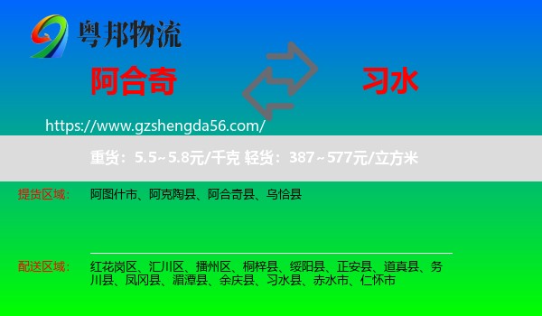 阿合奇县到习水县物流专线