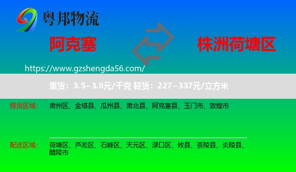 阿克塞县到荷塘区物流专线