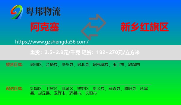 阿克塞县到红旗区物流专线