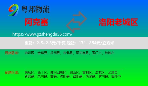 阿克塞县到老城区物流专线