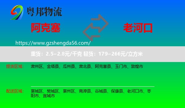 阿克塞县到老河口市物流专线