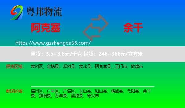 阿克塞县到余干县物流专线