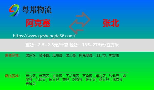 阿克塞县到张北县物流专线