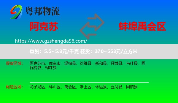 阿克苏到禹会区物流专线