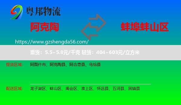 阿克陶县到蚌山区物流专线