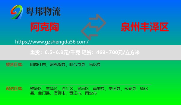 阿克陶县到丰泽区物流专线
