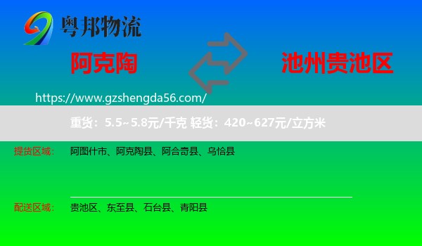 阿克陶县到贵池区物流专线