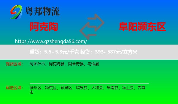 阿克陶县到颍东区物流专线