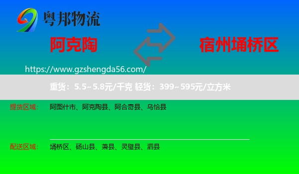 阿克陶县到埇桥区物流专线