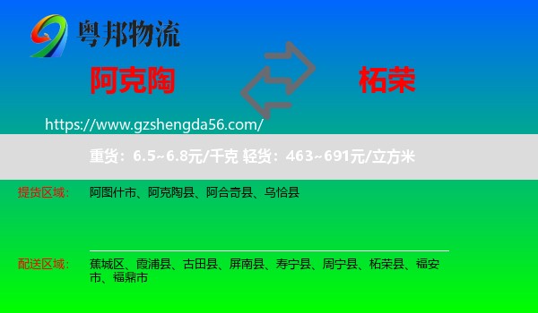 阿克陶县到柘荣县物流专线