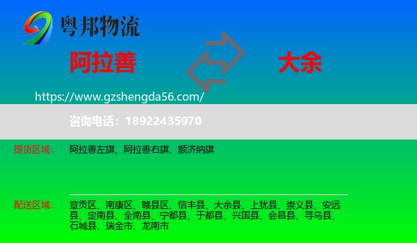 阿拉善盟到大余县物流专线