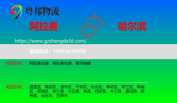 阿拉善盟到哈尔滨专线
