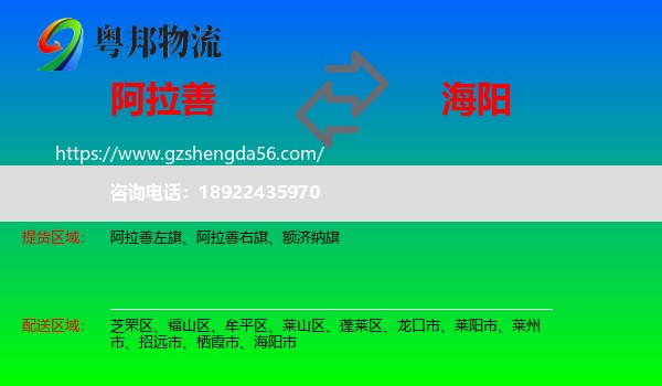 阿拉善盟到海阳市物流专线