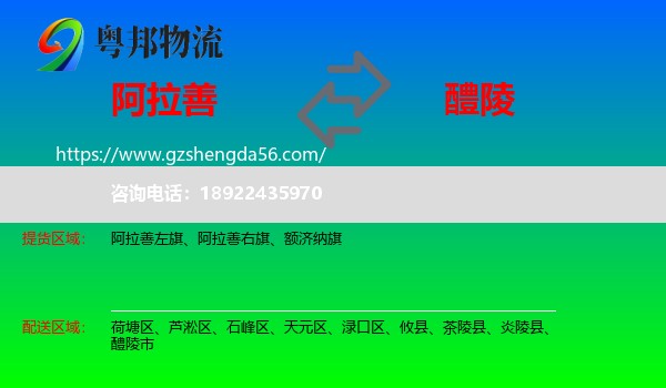 阿拉善盟到醴陵市物流专线