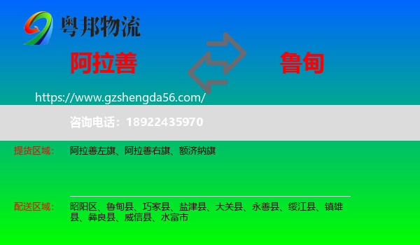 阿拉善盟到鲁甸县物流专线