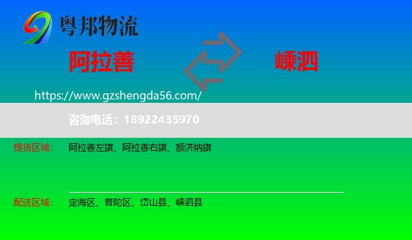 阿拉善盟到嵊泗县物流专线