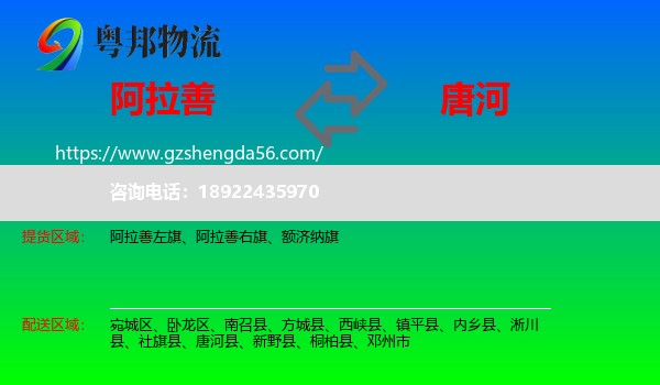 阿拉善盟到唐河县物流专线