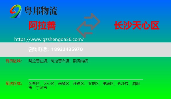 阿拉善盟到天心区物流专线