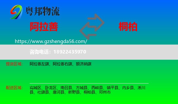 阿拉善盟到桐柏县物流专线