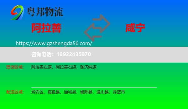 阿拉善盟到咸宁物流