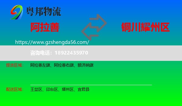 阿拉善盟到耀州区物流专线