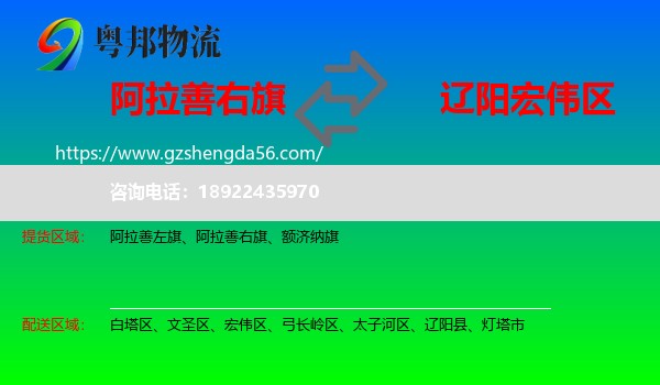 阿拉善右旗到宏伟区物流专线