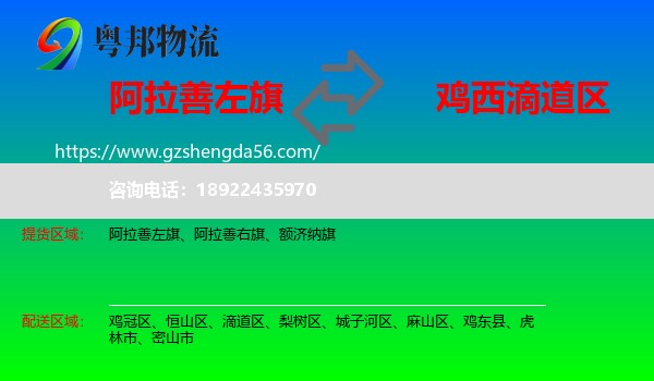 阿拉善左旗到滴道区物流专线