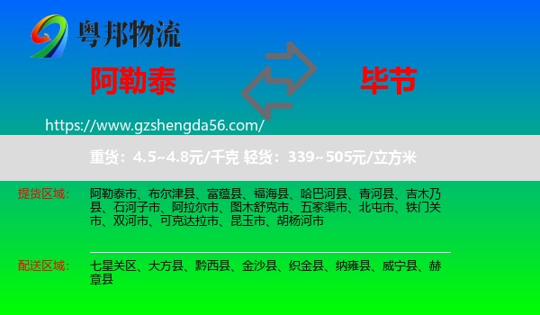 阿勒泰到毕节物流专线