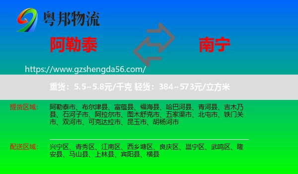 阿勒泰到南宁专线