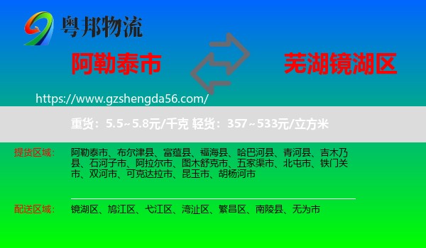 阿勒泰市到镜湖区物流专线