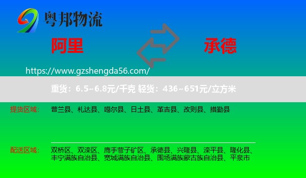 阿里到承德物流专线