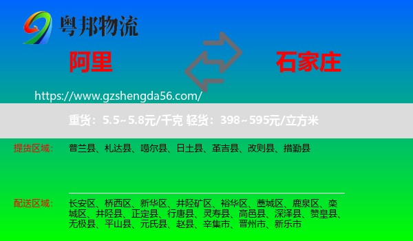 阿里到石家庄专线