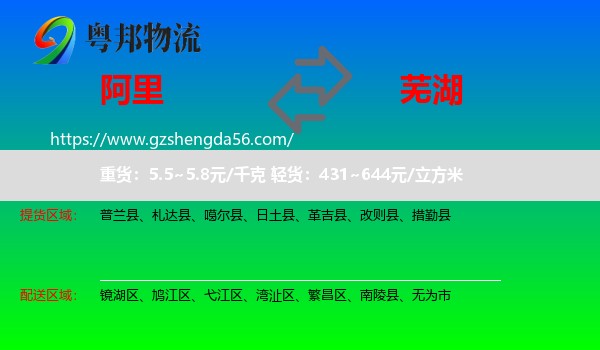 阿里到芜湖物流专线