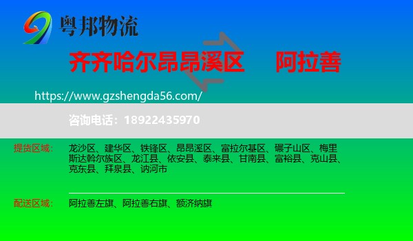 昂昂溪区到阿拉善盟物流