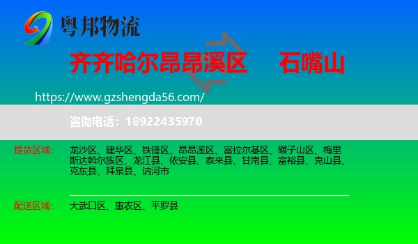 昂昂溪区到石嘴山物流