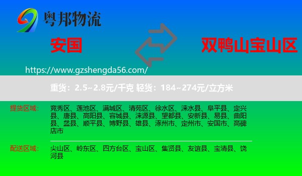 安国市到宝山区物流专线