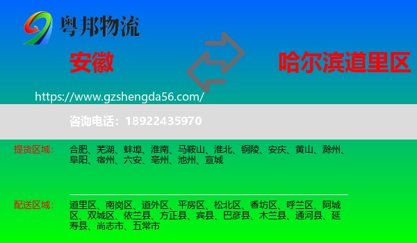 安徽到道里区物流专线