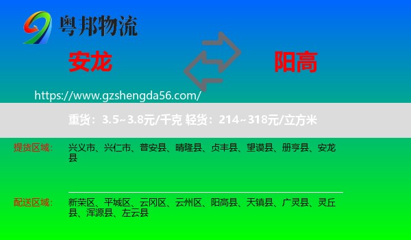 安龙县到阳高县物流专线