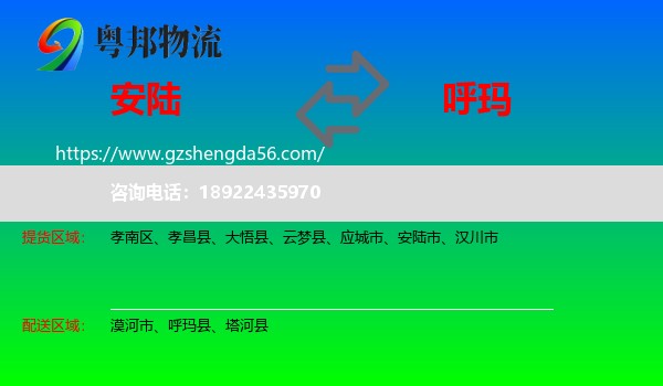安陆市到呼玛县物流专线