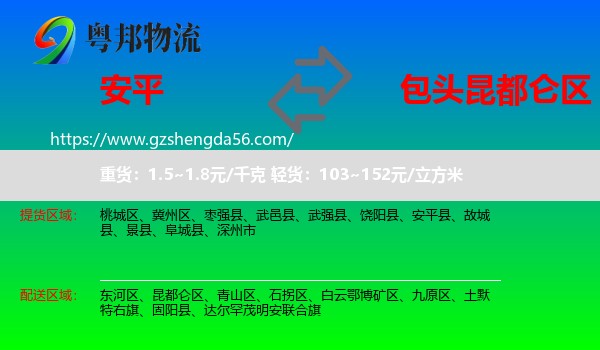 安平县到昆都仑区物流专线