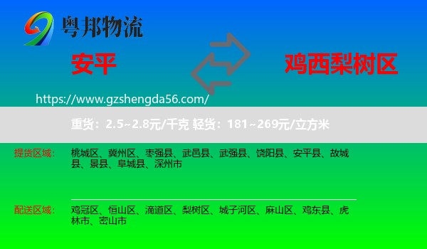 安平县到梨树区物流专线