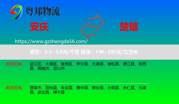 安庆到楚雄物流专线