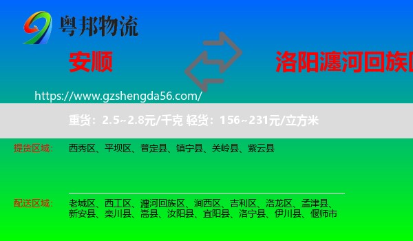 安顺到瀍河回族区物流专线