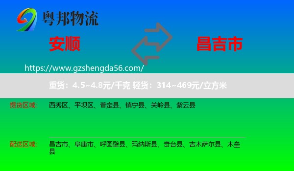 安顺到昌吉市物流专线