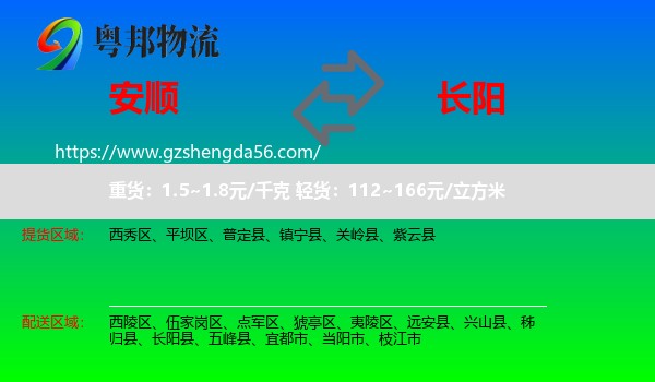 安顺到长阳县物流专线